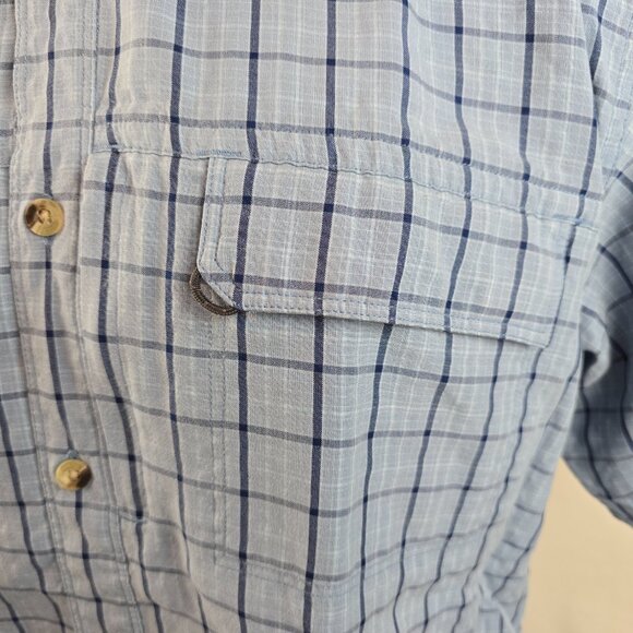 The North Face Shirt Mens Medium Blue Button Up Plaid Modal Outdoor Travel Gorp - Picture 3 of 9